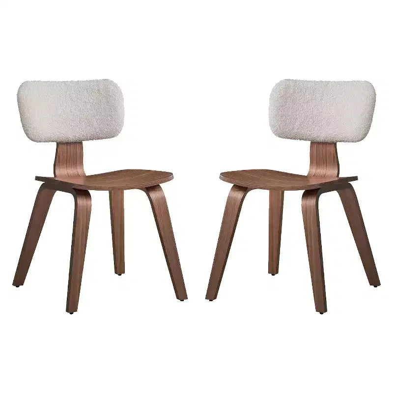 Simple Relax Set of 2 Wooden Side Chairs in Walnut and White