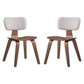 Simple Relax Set of 2 Wooden Side Chairs in Walnut and White