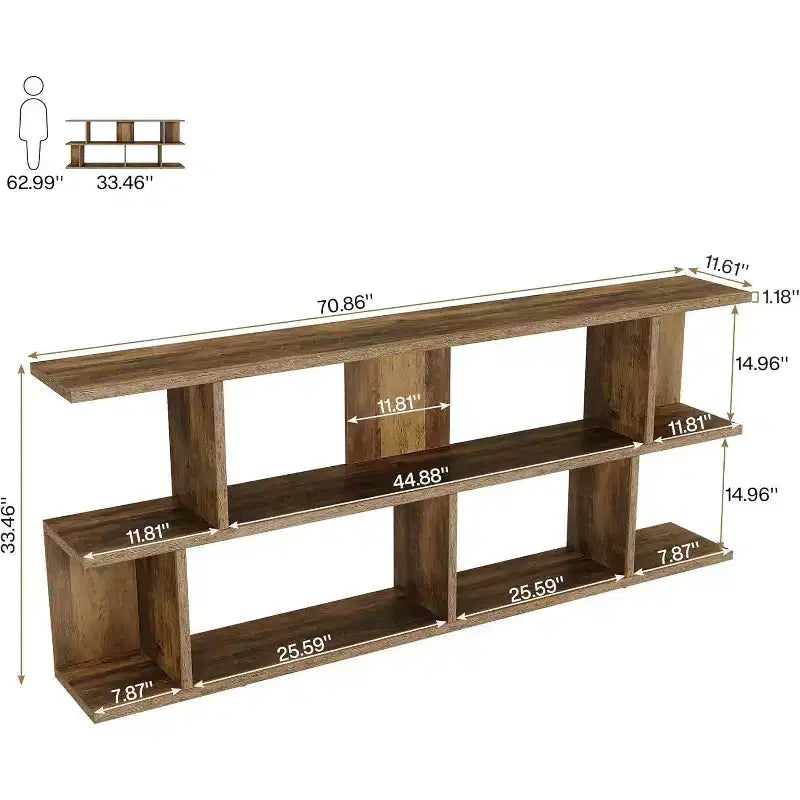 Lantine Table console à 3 niveaux extra-longue de 71 po derrière le canapé