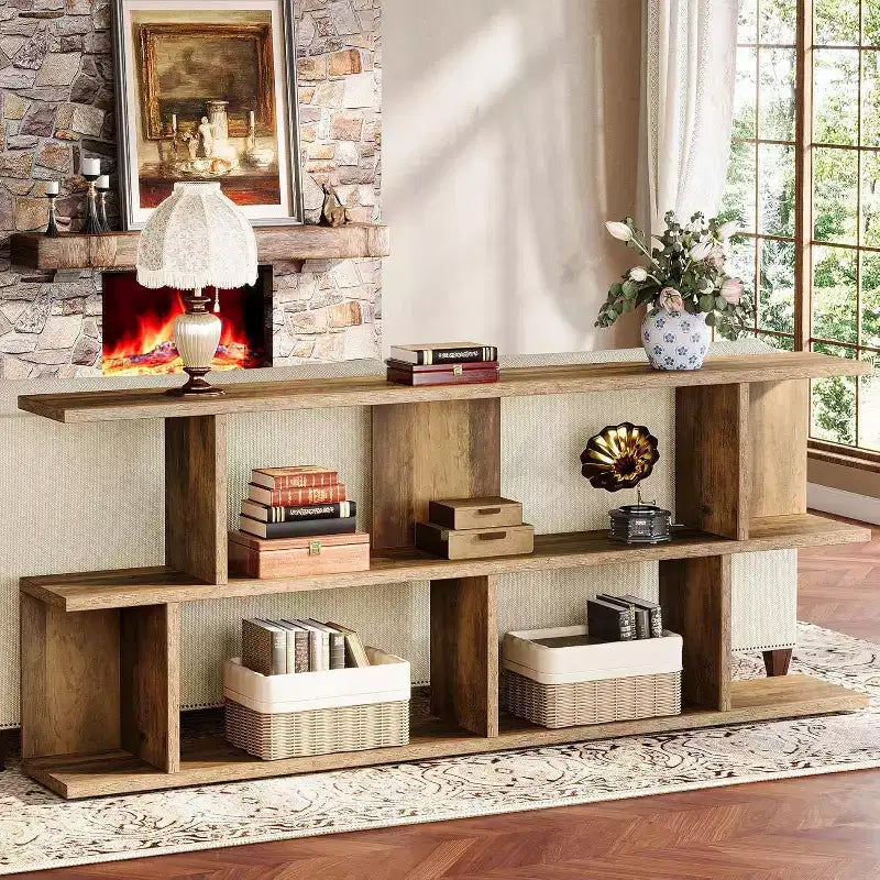 Lantine Table console à 3 niveaux extra-longue de 71 po derrière le canapé