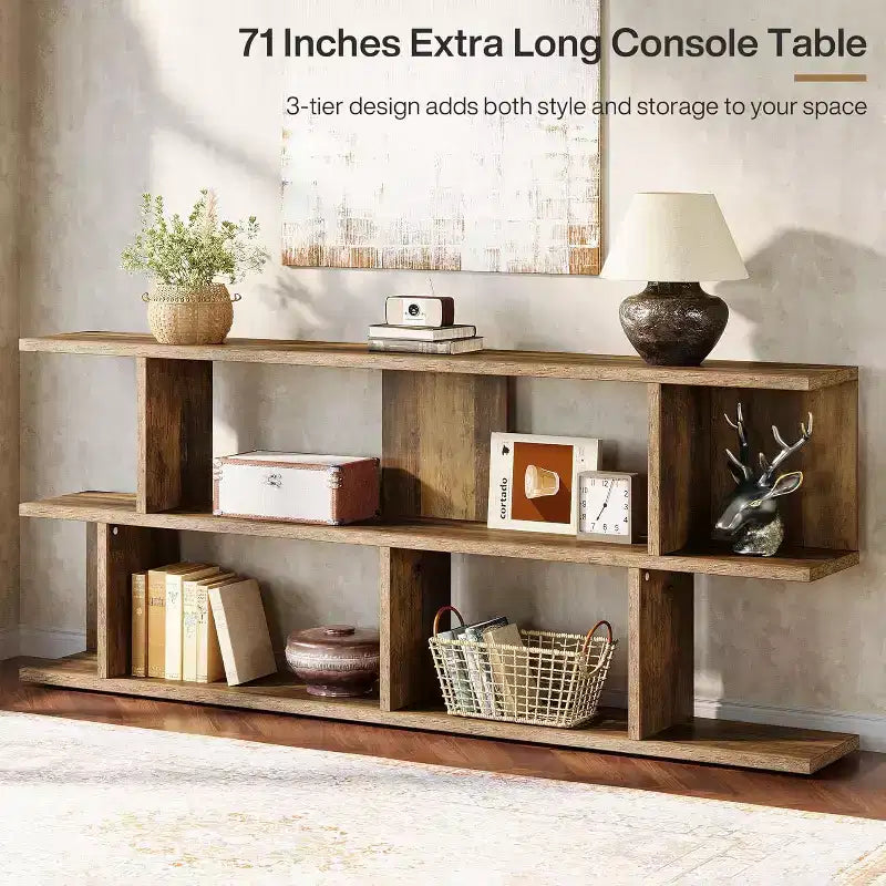 Lantine Table console à 3 niveaux extra-longue de 71 po derrière le canapé