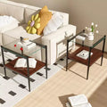 MAYEERTY Set of 2 Rectangle End Table with Tempered Glass Tabletop, for Living Room, Transparent Glass