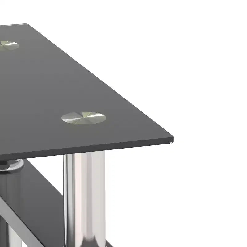 MAYEERTY Table d'appoint moderne en verre trempé, table d'appoint carrée pour salon, chambre à coucher, lot de 2, noir
