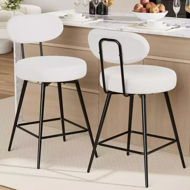 WARMOUNTS Lot de 2 tabourets de bar pivotants rembourrés hauteur comptoir