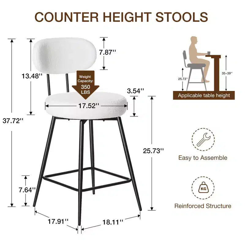 WARMOUNTS Lot de 2 tabourets de bar pivotants rembourrés hauteur comptoir