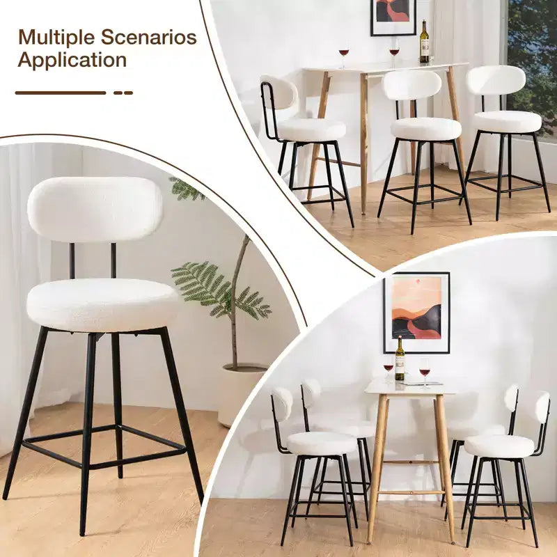 WARMOUNTS Lot de 2 tabourets de bar pivotants rembourrés hauteur comptoir