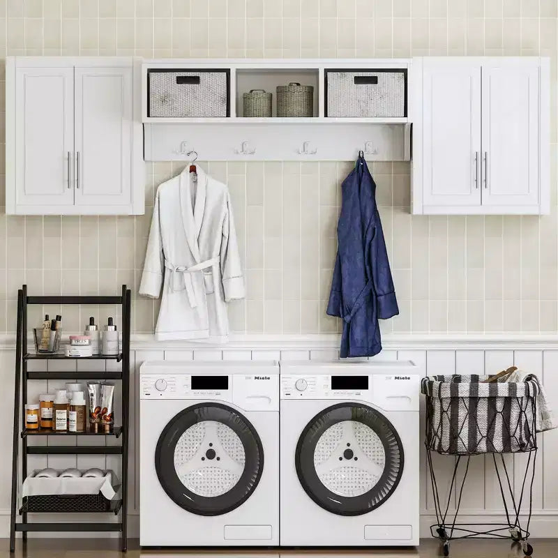 Meuble de buanderie en bois PexFix 26x44x8 avec étagères réglables, blanc