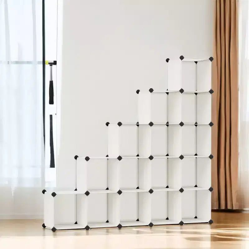Organisateur de rangement cubique, ensemble de 16 cubes en plastique, étagère cubique, bibliothèque, organisateurs et rangement de placard, organisation de pièce, 31 x 123 x 123 cm