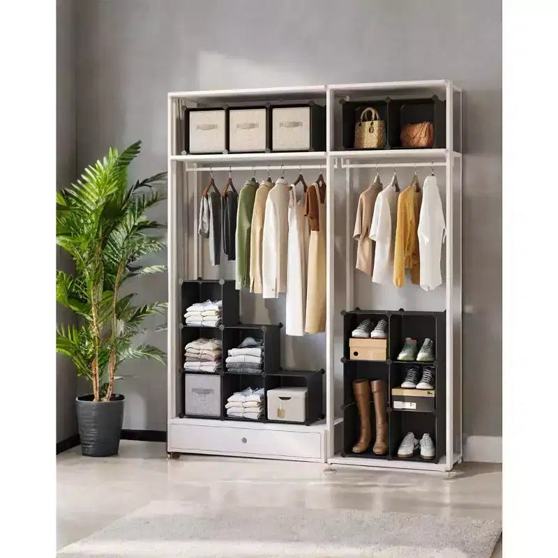 Organisateur de rangement cubique, ensemble de 16 cubes en plastique, étagère cubique, bibliothèque, organisateurs et rangement de placard, organisation de pièce, 31 x 123 x 123 cm
