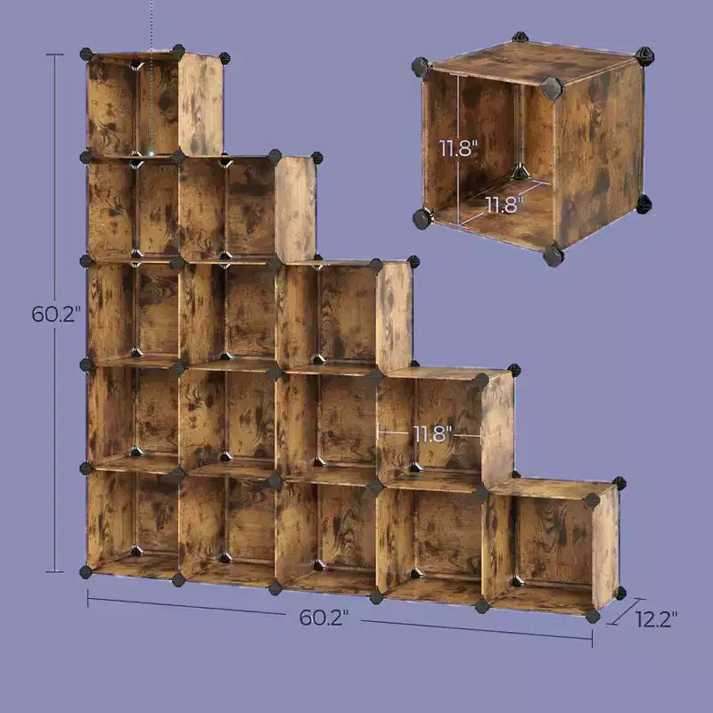Organisateur de rangement cubique, ensemble de 16 cubes en plastique, étagère cubique, bibliothèque, organisateurs et rangement de placard, organisation de pièce, 31 x 123 x 123 cm