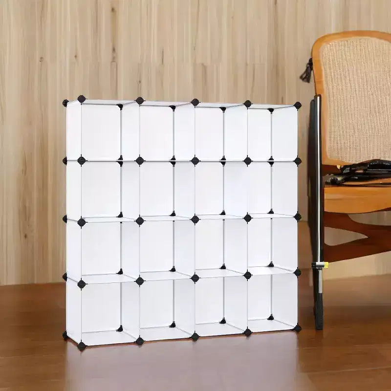 Organisateur de rangement cubique, ensemble de 16 cubes en plastique, étagère cubique, bibliothèque, organisateurs et rangement de placard, organisation de pièce, 31 x 123 x 123 cm