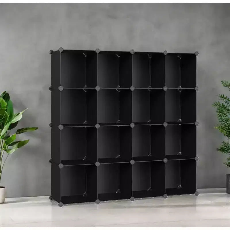 Organisateur de rangement cubique, ensemble de 16 cubes en plastique, étagère cubique, bibliothèque, organisateurs et rangement de placard, organisation de pièce, 31 x 123 x 123 cm
