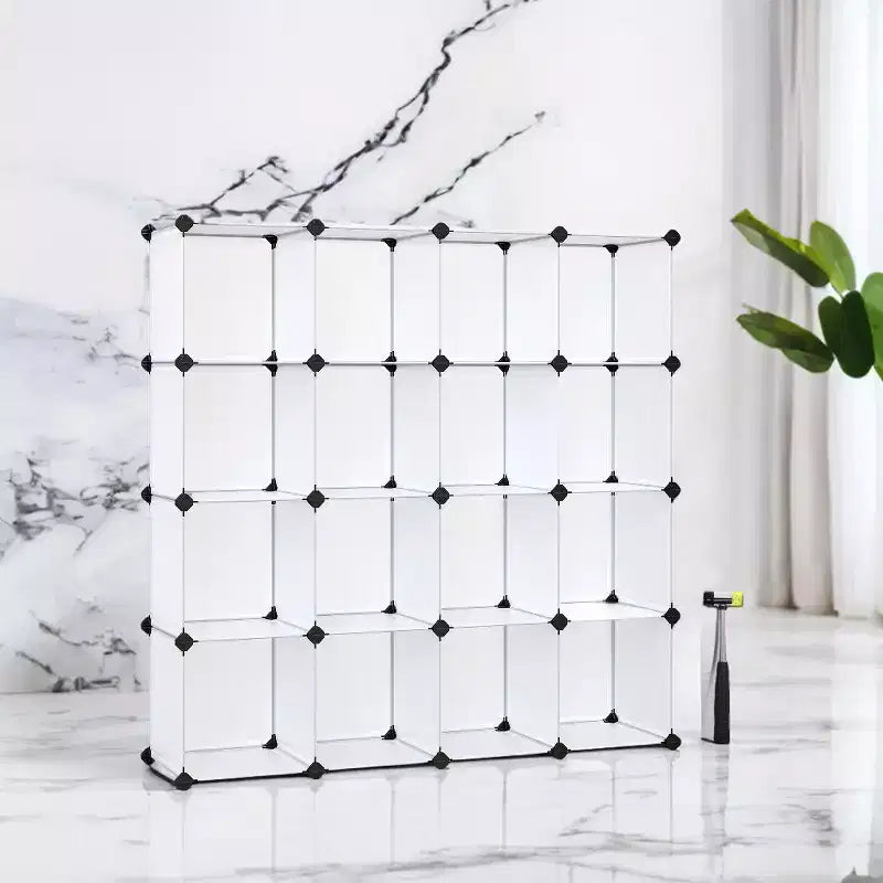 Organisateur de rangement cubique, ensemble de 16 cubes en plastique, étagère cubique, bibliothèque, organisateurs et rangement de placard, organisation de pièce, 31 x 123 x 123 cm