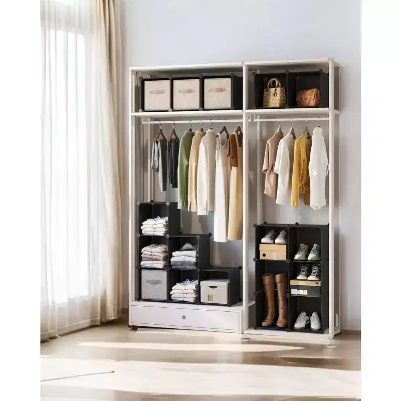 Organisateur de rangement cubique, ensemble de 16 cubes en plastique, étagère cubique, bibliothèque, organisateurs et rangement de placard, organisation de pièce, 31 x 123 x 123 cm