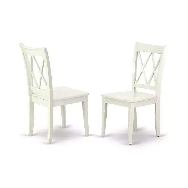 HomeStock HLCL5-LWH-W Ensemble de 5 pièces : Table ronde de 42 pouces et 4 chaises à double dossier en X