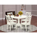 HomeStock HLCL5-LWH-W 5PC Round 42 inch Table and 4 Double X back Chairs