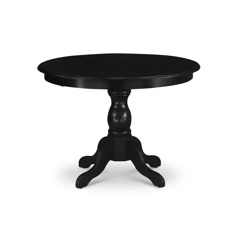 Ensemble de salle à manger HomeStock Round Pedestal Dinette avec chaises en tissu lin noir brossé