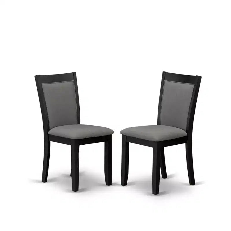 Ensemble de salle à manger HomeStock Round Pedestal Dinette avec chaises en tissu lin noir brossé