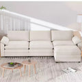 Mjkone 117''Sectional Sofa, L Shape Sofa, Cloud Couch Dupe with Movable Ottoman, 3-Seat Sofa for Living Room and Apartment