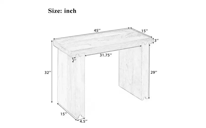 Console et Table d'appoint d'entrée Whisen de style ferme minimaliste en bois de manguier avec plateau épaissi