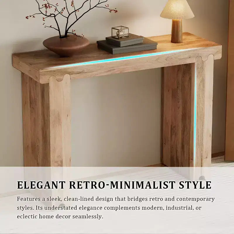 Console et Table d'appoint d'entrée Whisen de style ferme minimaliste en bois de manguier avec plateau épaissi
