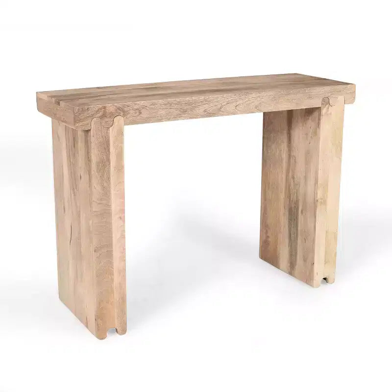 Console et Table d'appoint d'entrée Whisen de style ferme minimaliste en bois de manguier avec plateau épaissi