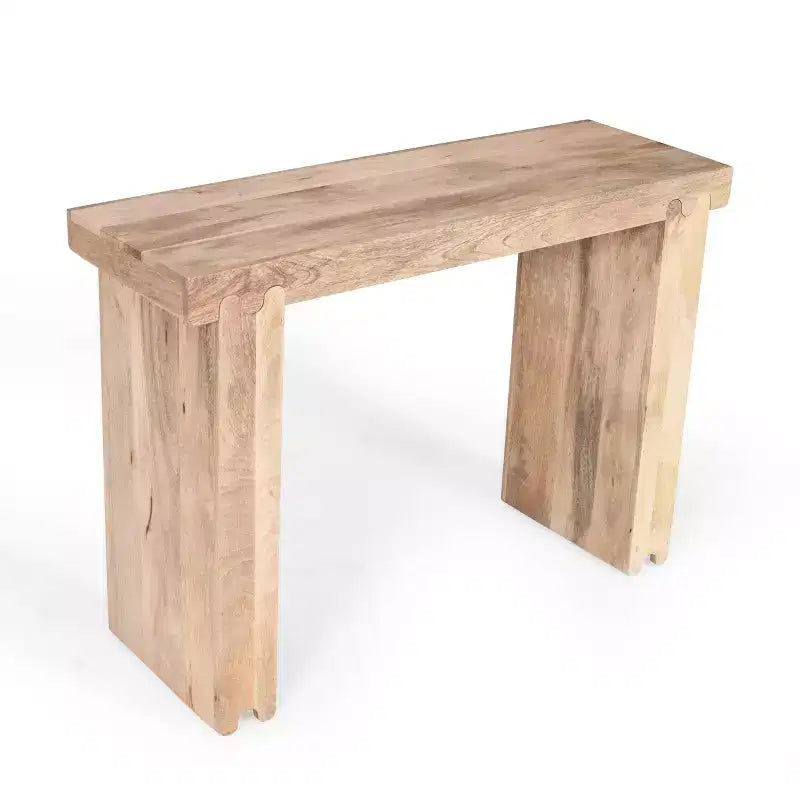 Console et Table d'appoint d'entrée Whisen de style ferme minimaliste en bois de manguier avec plateau épaissi