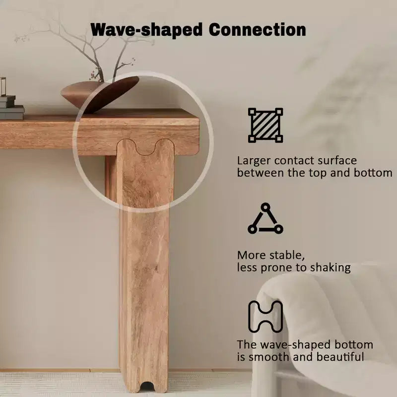 Console et Table d'appoint d'entrée Whisen de style ferme minimaliste en bois de manguier avec plateau épaissi