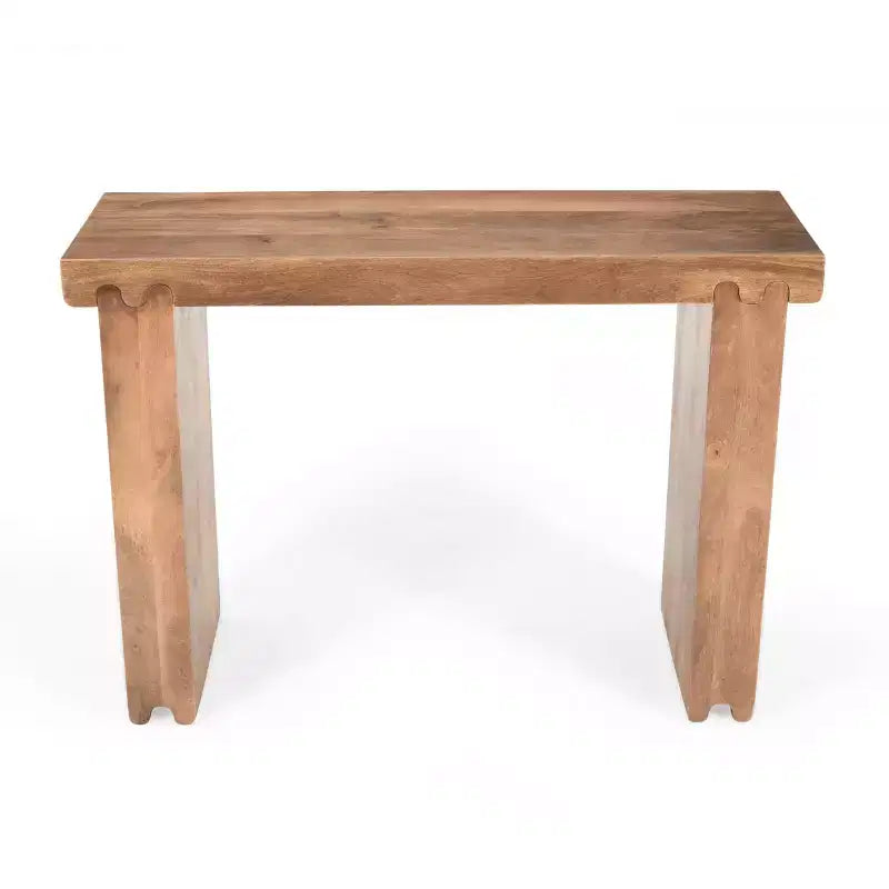 Console et Table d'appoint d'entrée Whisen de style ferme minimaliste en bois de manguier avec plateau épaissi