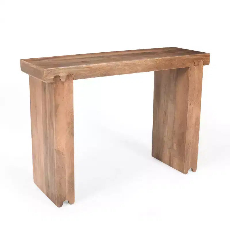 Console et Table d'appoint d'entrée Whisen de style ferme minimaliste en bois de manguier avec plateau épaissi