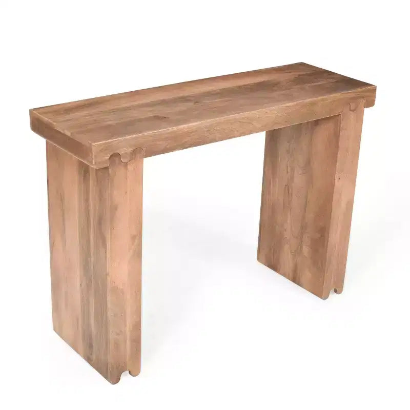 Console et Table d'appoint d'entrée Whisen de style ferme minimaliste en bois de manguier avec plateau épaissi