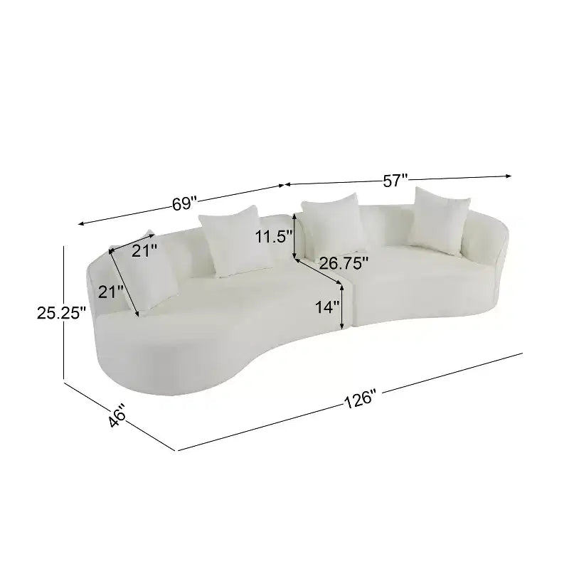 Christopher Knight Home Hailey Canapé d'angle incurvé moderne 5 places en tissu bouclé avec oreillers, 126 po