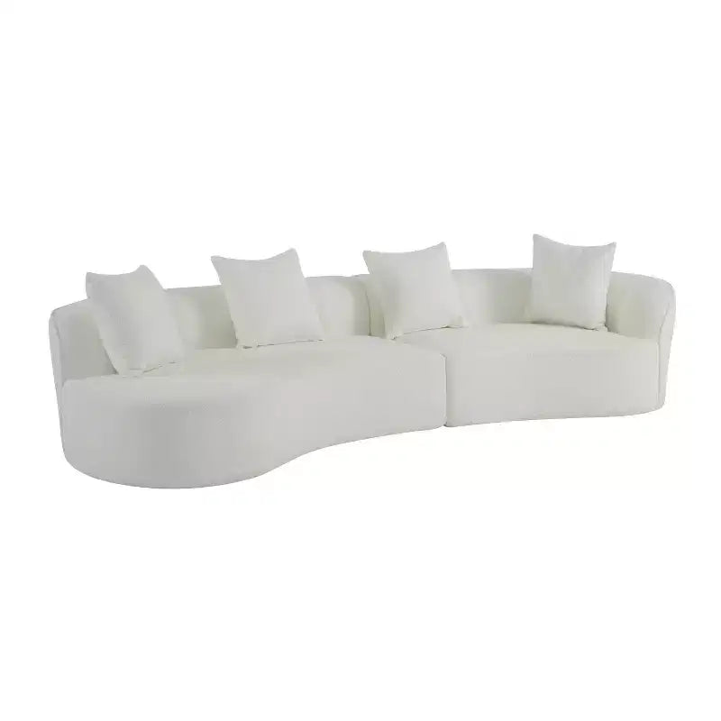 Christopher Knight Home Hailey Canapé d'angle incurvé moderne 5 places en tissu bouclé avec oreillers, 126 po