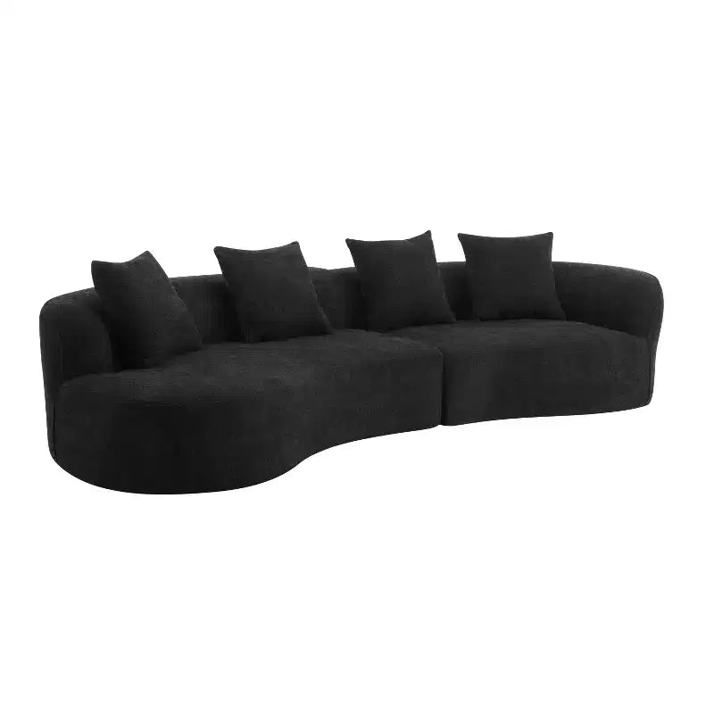 Christopher Knight Home Hailey Canapé d'angle incurvé moderne 5 places en tissu bouclé avec oreillers, 126 po