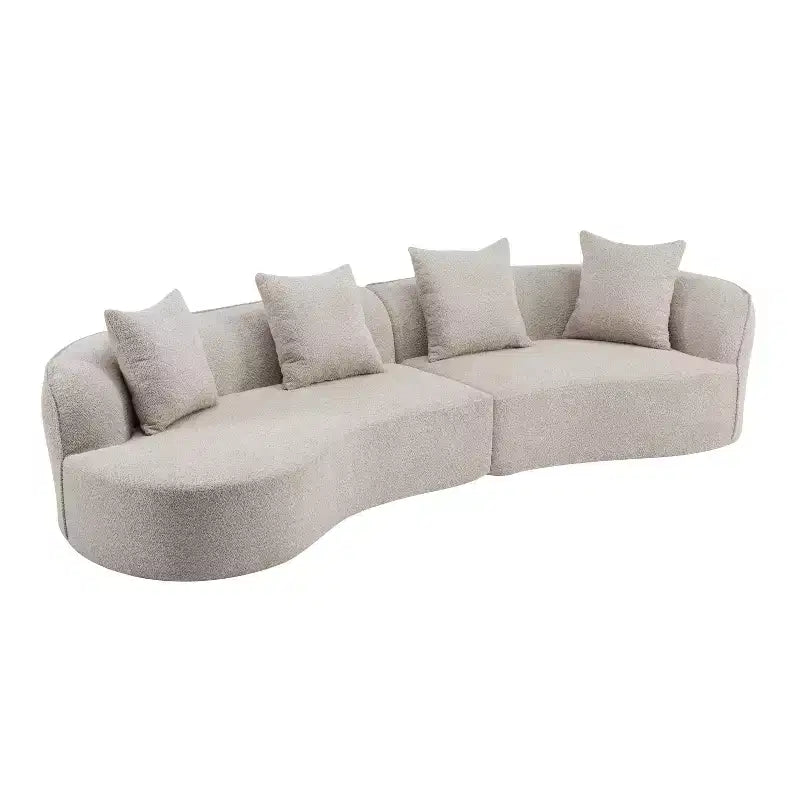 Christopher Knight Home Hailey Canapé d'angle incurvé moderne 5 places en tissu bouclé avec oreillers, 126 po