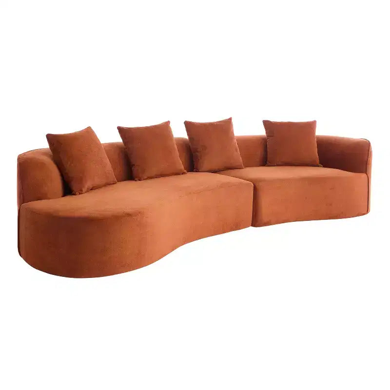 Christopher Knight Home Hailey Canapé d'angle incurvé moderne 5 places en tissu bouclé avec oreillers, 126 po