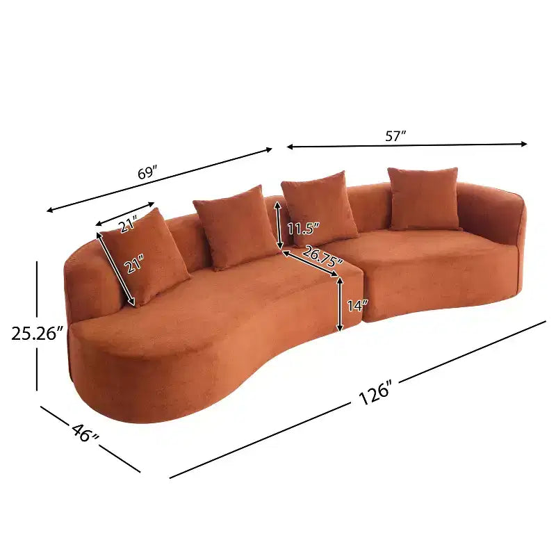 Christopher Knight Home Hailey Canapé d'angle incurvé moderne 5 places en tissu bouclé avec oreillers, 126 po