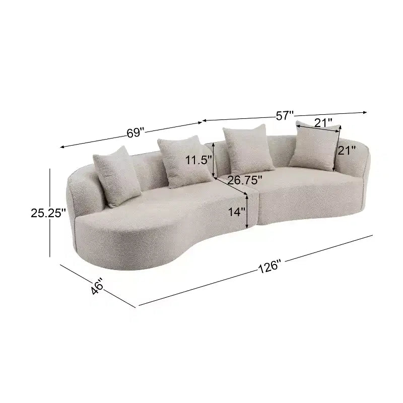 Christopher Knight Home Hailey Canapé d'angle incurvé moderne 5 places en tissu bouclé avec oreillers, 126 po