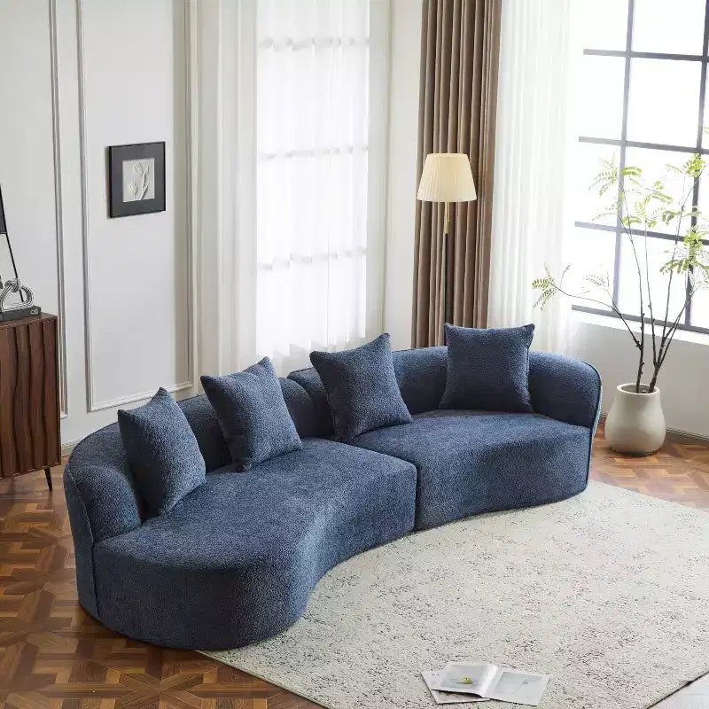 Christopher Knight Home Hailey Canapé d'angle incurvé moderne 5 places en tissu bouclé avec oreillers, 126 po