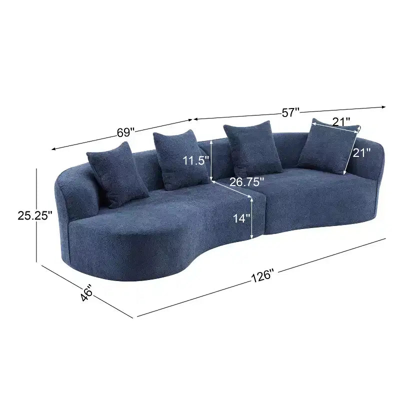 Christopher Knight Home Hailey Canapé d'angle incurvé moderne 5 places en tissu bouclé avec oreillers, 126 po