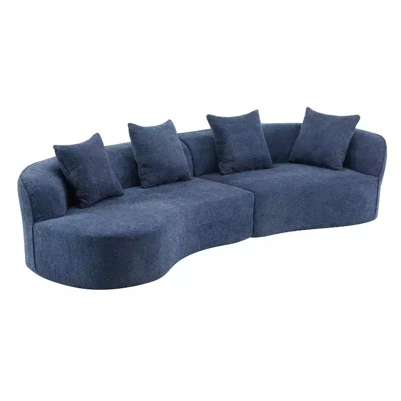 Christopher Knight Home Hailey Canapé d'angle incurvé moderne 5 places en tissu bouclé avec oreillers, 126 po