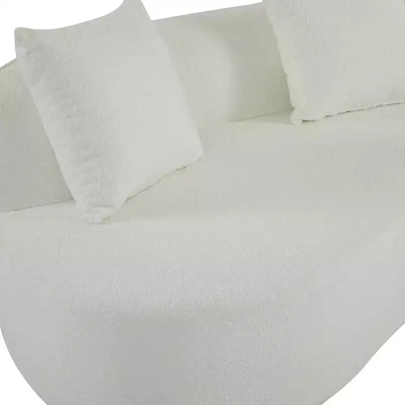 Christopher Knight Home Hailey Canapé d'angle incurvé moderne 5 places en tissu bouclé avec oreillers, 126 po