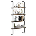Costway 1/2 PCS 4-Tier Wall-mounted Ladder Shelf Display Bookshelf with Heavy-duty Metal Frame