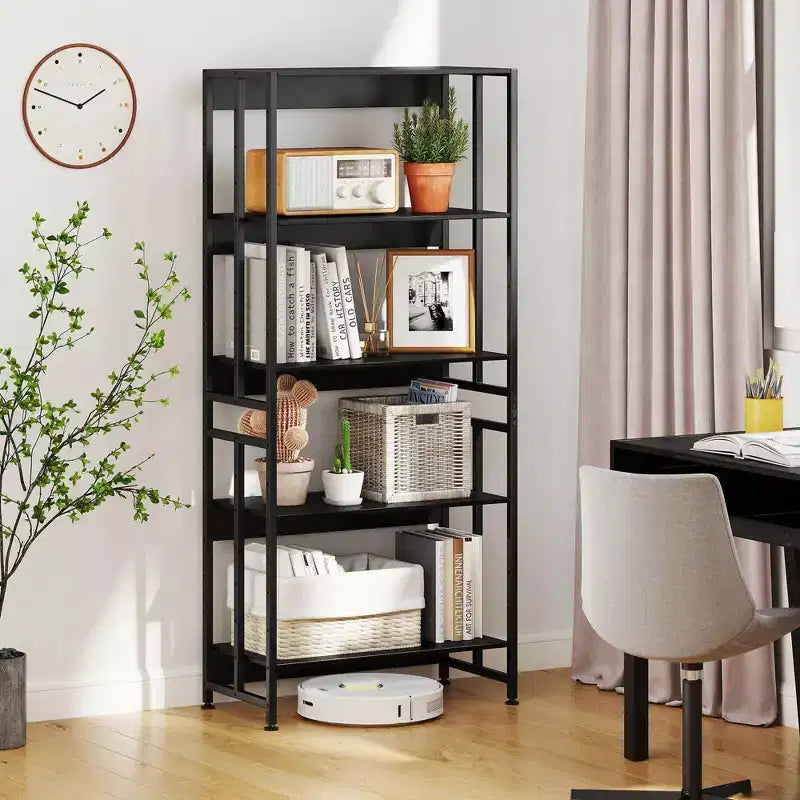 Costway Lot de 1 ou 2 bibliothèques à 5 étagères de 157 cm avec étagères inclinables, meuble de rangement et présentoir