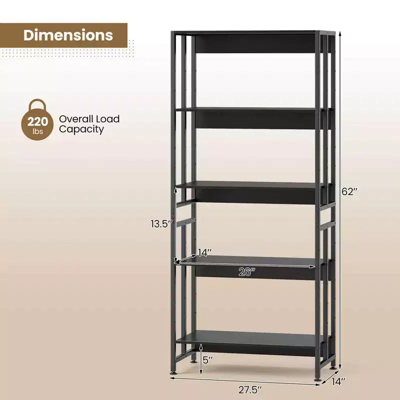 Costway Lot de 1 ou 2 bibliothèques à 5 étagères de 157 cm avec étagères inclinables, meuble de rangement et présentoir