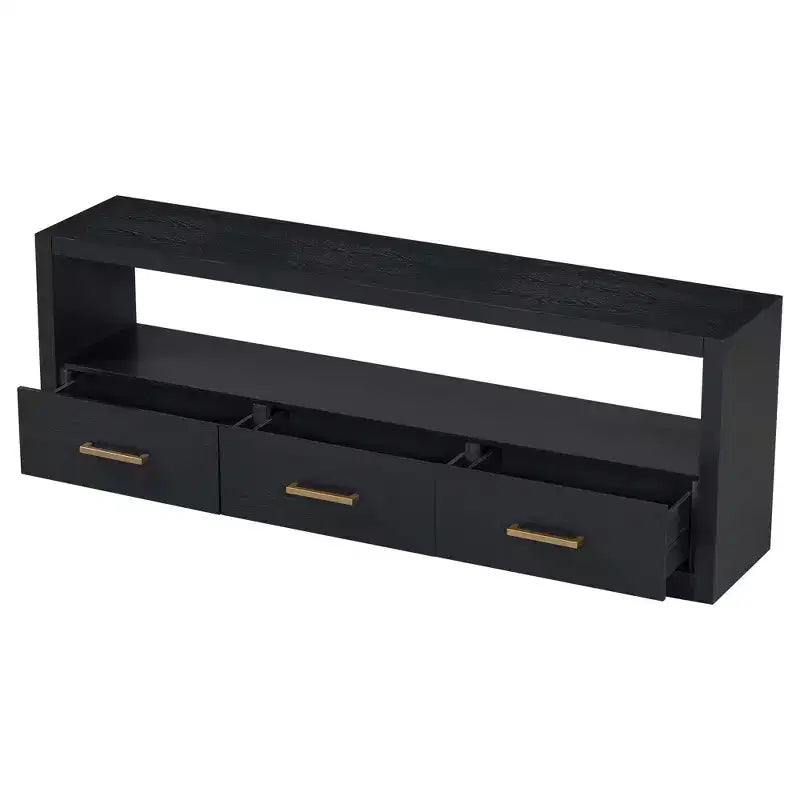 Meuble TV 74 W, console TV, armoire de rangement, centre de divertissement, buffet avec 3 tiroirs et étagère ouverte, marron/noir/gris - Christopher Knight Home