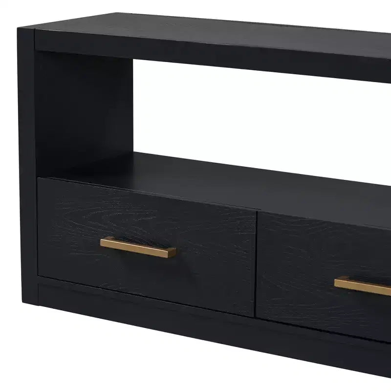Meuble TV 74 W, console TV, armoire de rangement, centre de divertissement, buffet avec 3 tiroirs et étagère ouverte, marron/noir/gris - Christopher Knight Home