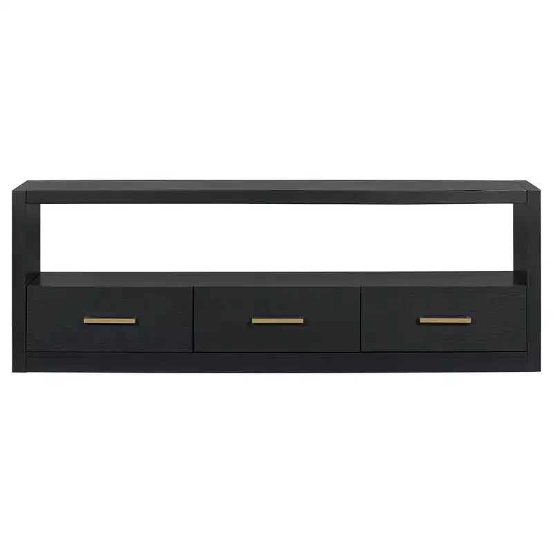 Meuble TV 74 W, console TV, armoire de rangement, centre de divertissement, buffet avec 3 tiroirs et étagère ouverte, marron/noir/gris - Christopher Knight Home