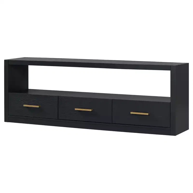 Meuble TV 74 W, console TV, armoire de rangement, centre de divertissement, buffet avec 3 tiroirs et étagère ouverte, marron/noir/gris - Christopher Knight Home