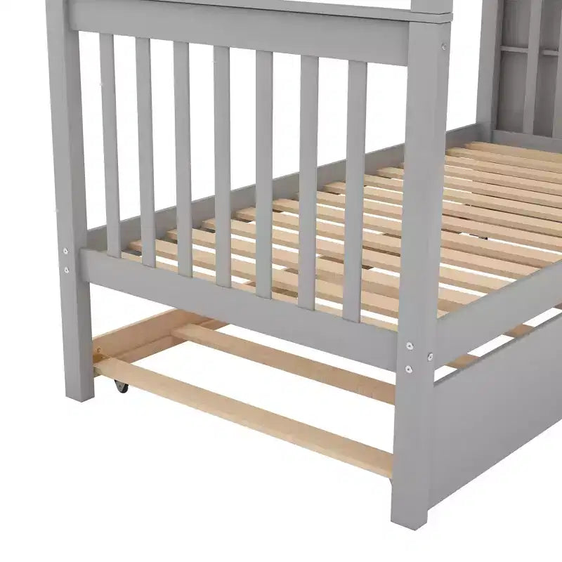 Lit superposé Whisen Wood avec lit gigogne et escalier de rangement